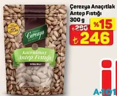 ÇEREZYA ANAÇITAK ANTEP FISTIĞI 300 G fiyat ve kampanya bilgisi